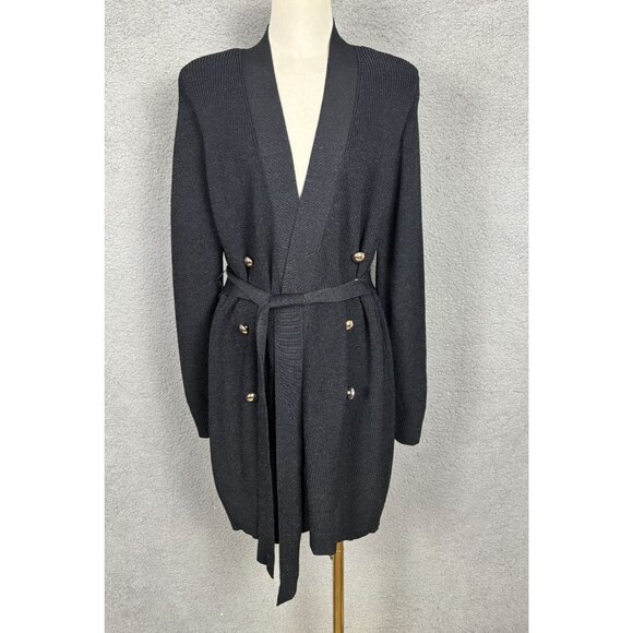 International Concepts Metallic Double-Breasted Cardigan Black Plus 0X NWT's - Picture 1 of 8